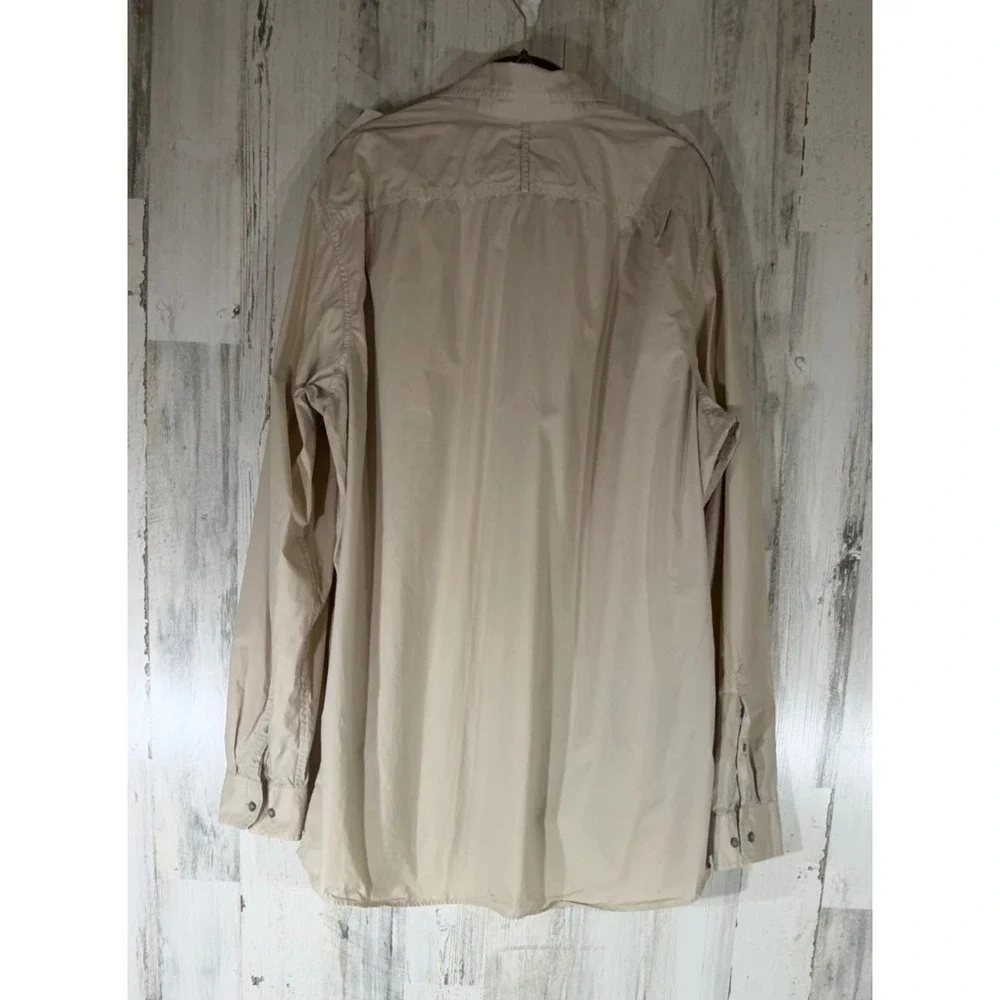 Banana Republic Button Front Shirt XXL Tall Tan Cotton Safari Epaulets READ